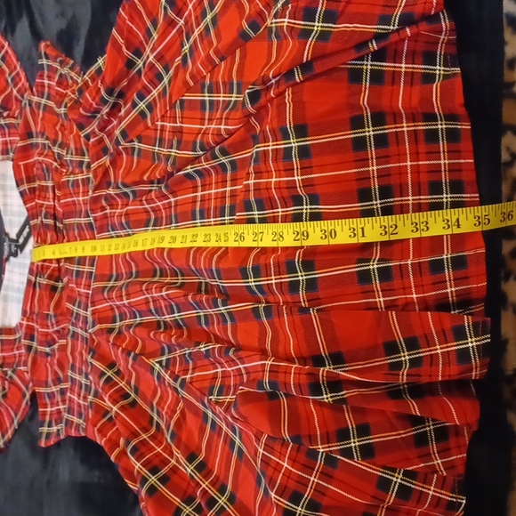 NWT 2x Tartan retro sweetheart dress with pockets red tartan. - Picture 10 of 12